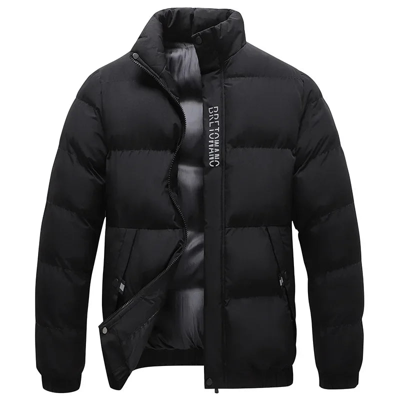 Men’s Winter Cotton Jacket – Thickened Stand Collar Bread Style Casual Outerwear