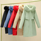 New Women Winter Jacket – Slim Long Coat with Big Fur Collar
