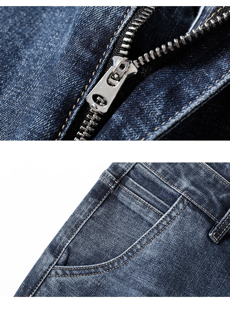 Autumn Men’s Classic Blue Slim Fit Straight Jeans – High Quality Casual Denim