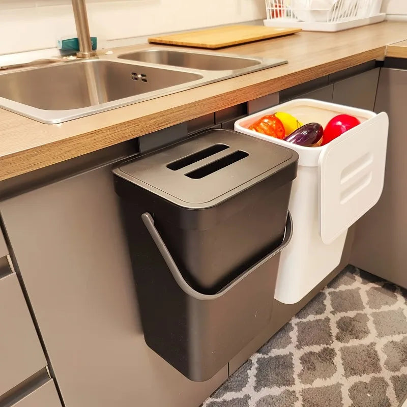 Space-Saving Quiet-Close Trash Can – 3/5L Eco-Friendly Sealed Bin for Kitchen