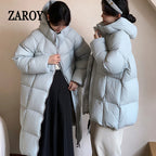 ZAROY Women's Winter Jacket – Cotton-Padded Hooded Long Puffer Coat