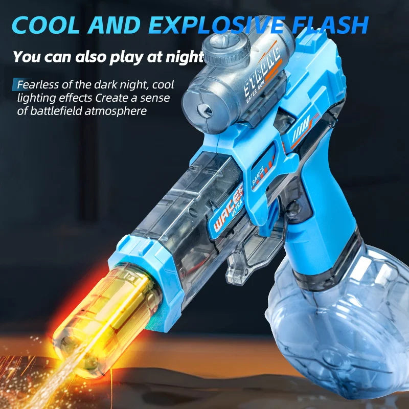 Summer Electric Automatic Water Gun with Flashing Lights & Long-Range Spray