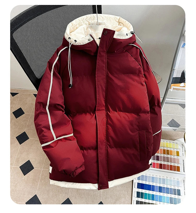 Men’s Winter Down Jacket – Thick Warm White Duck Down Puffer Coat with Hood, Windproof & Cold-Proof