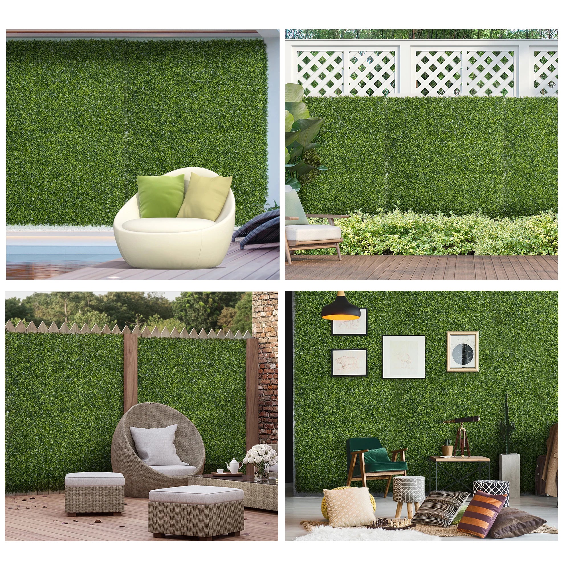 Outsunny 12PCS Artificial Boxwood Wall Panels – 50×50cm Faux Grass Privacy Fence Screen