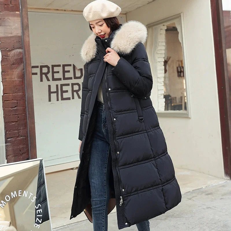 ZAROY Luxury Fur Hooded Parka – Women’s Long Winter Puffer Coat
