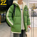 COMXZ 2025 Autumn Winter Men’s Hooded Cotton Jacket – Korean Style Thick Warm Coat