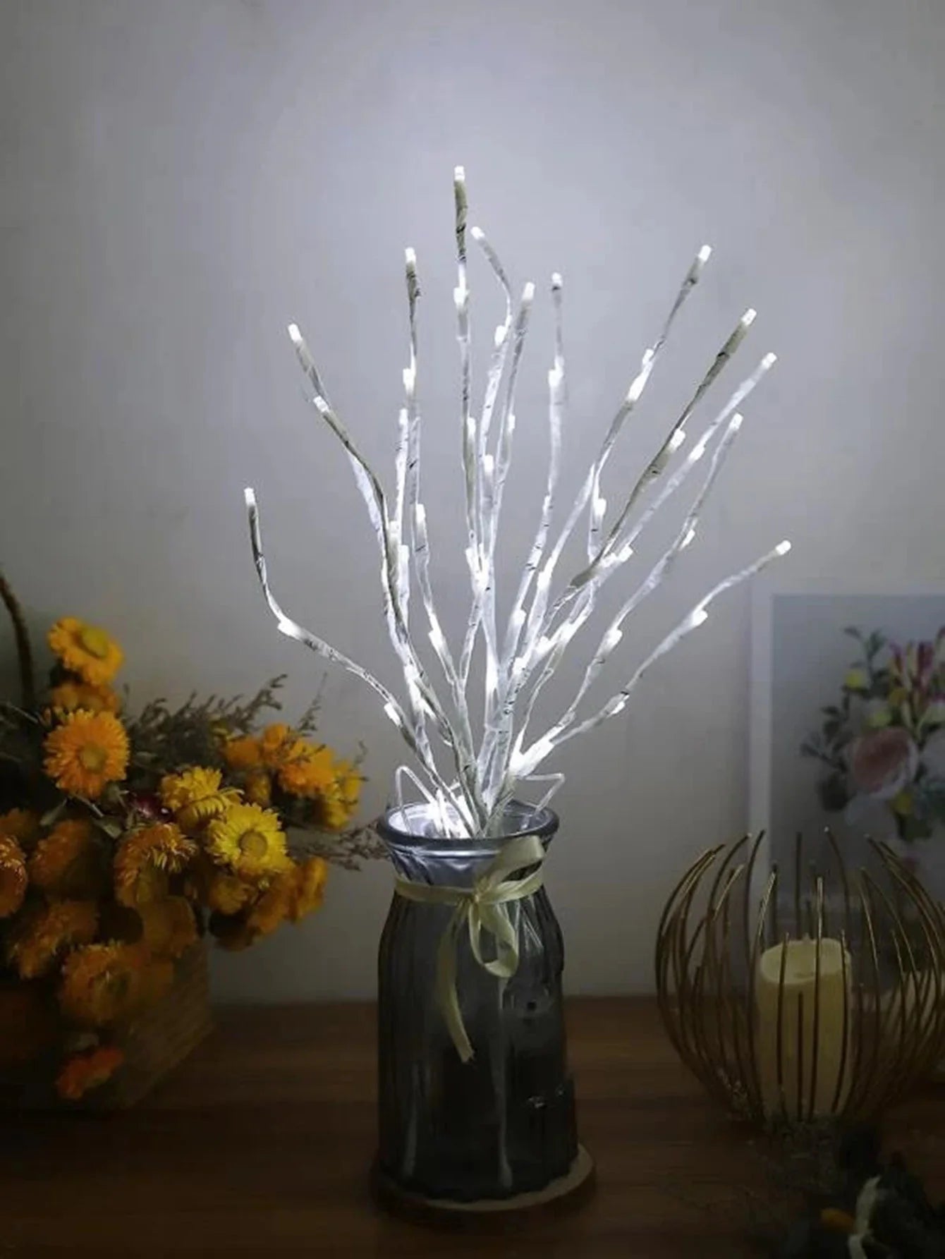 White Birch Branch LED Fairy Lights – 20 LED Battery Willow for Home & Outdoor