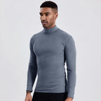 Heren Grote Maten Effen Coltrui Lange Mouw T-Shirt – Casual Warme Onderlaag (2-pack)
