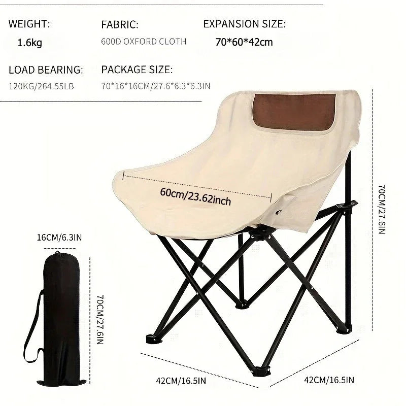 Portable Folding Camping Chair – Ultra-Light Low Back Moon Chair for Outdoor Adventures