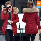 Women’s Winter Warm Fur Collar Parka – Elegant, Slim & Comfortable