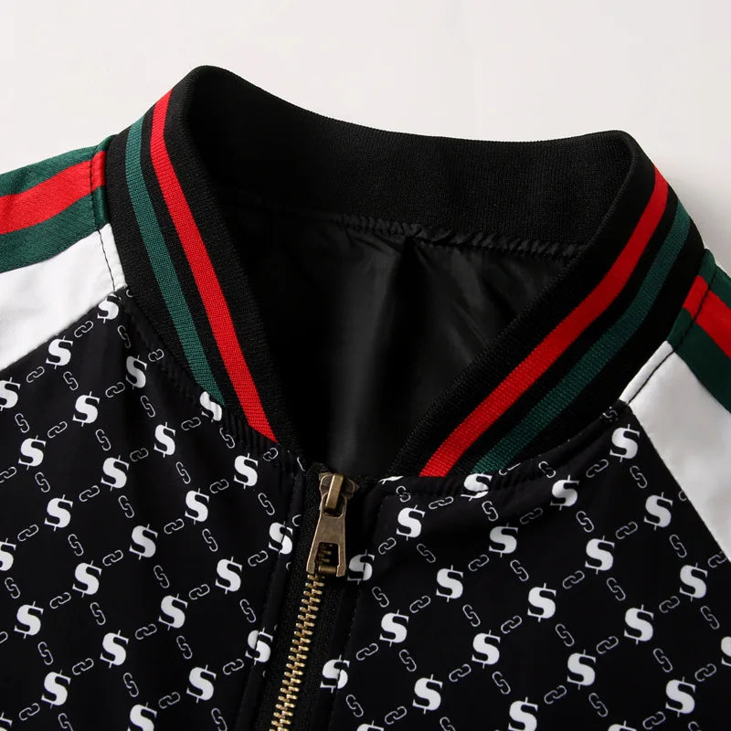Jacket met kleurblokken voor heren, nieuwe lente- en herfststijl, trendy casual top met baseballkraag, veelzijdige top.