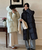 ZAROY Women's Winter Jacket – Cotton-Padded Hooded Long Puffer Coat