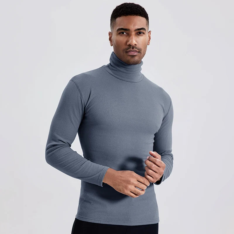 Heren Grote Maten Effen Coltrui Lange Mouw T-Shirt – Casual Warme Onderlaag (2-pack)