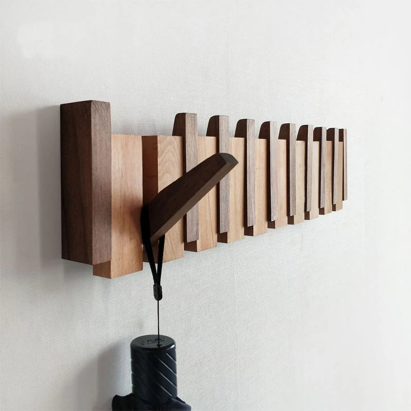 Kledinghaak van walnoothout, wandgemonteerd, verborgen decoratiehaak, opvouwbaar, voor slaapkamerkasten, houten wandplank, woondecoratie