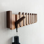 Kledinghaak van walnoothout, wandgemonteerd, verborgen decoratiehaak, opvouwbaar, voor slaapkamerkasten, houten wandplank, woondecoratie