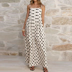 Sexy Off-Shoulder Polka Dot Halter Dress for Women – Backless High-Waist Summer Maxi