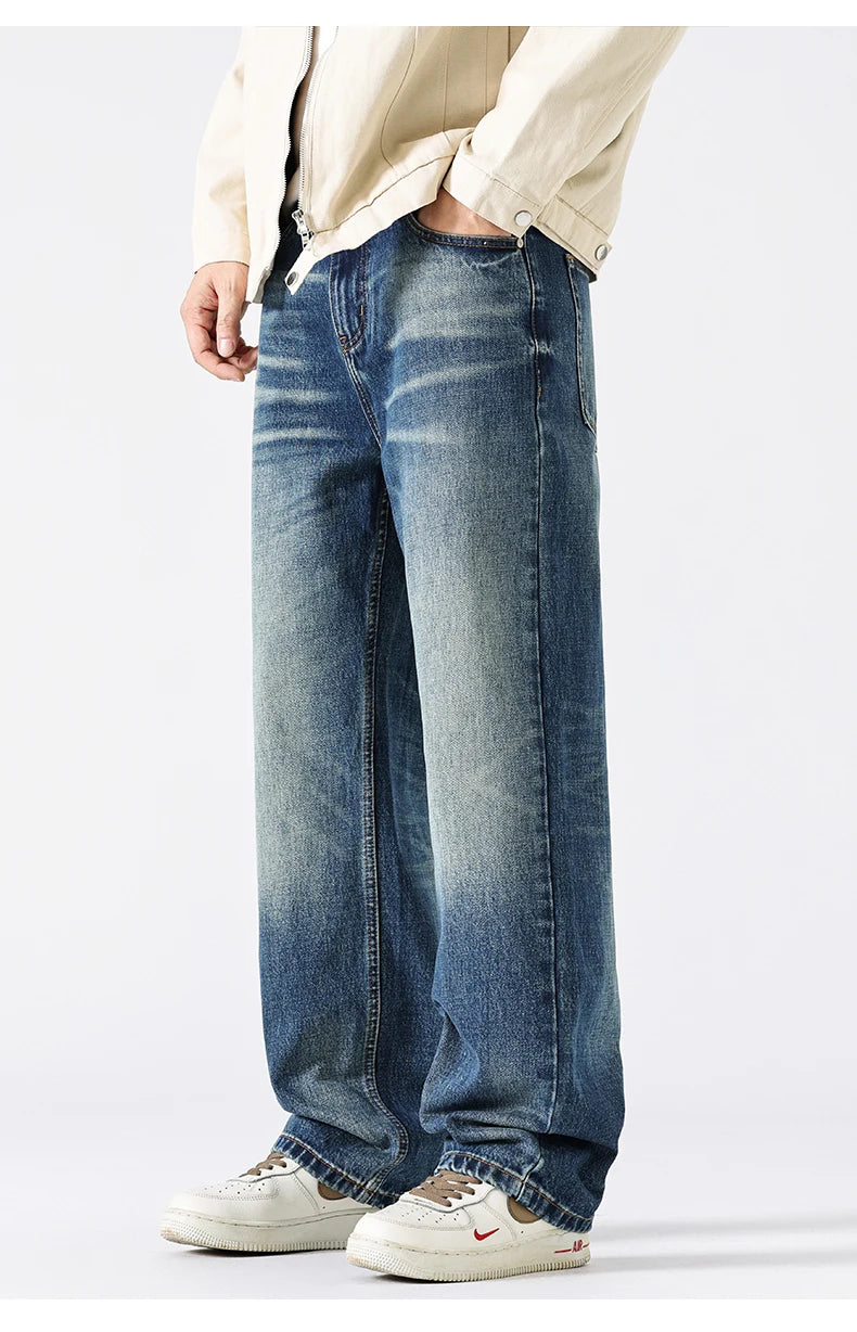 Autumn Gradient Distressed Jeans for Men – Comfort Cotton Vintage Style