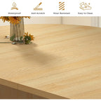 Table de cuisine ronde extensible avec piétement cannelé, style ferme moderne, table de salle à manger extensible de 104 cm à 198 cm pour 4 à 8 personnes