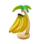 Wooden Banana Rack with Hook – Decorative Leaf Design Vertical Fruit Storage