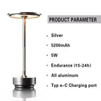 USB Rechargeable Touch Table Lamp – Dimmable Aluminum LED Desk Light for Bar, Restaurant & Home Decor