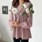 Fashion Elegant Solid Blouse for Women – Long Sleeve O-neck Casual Office Lady Top