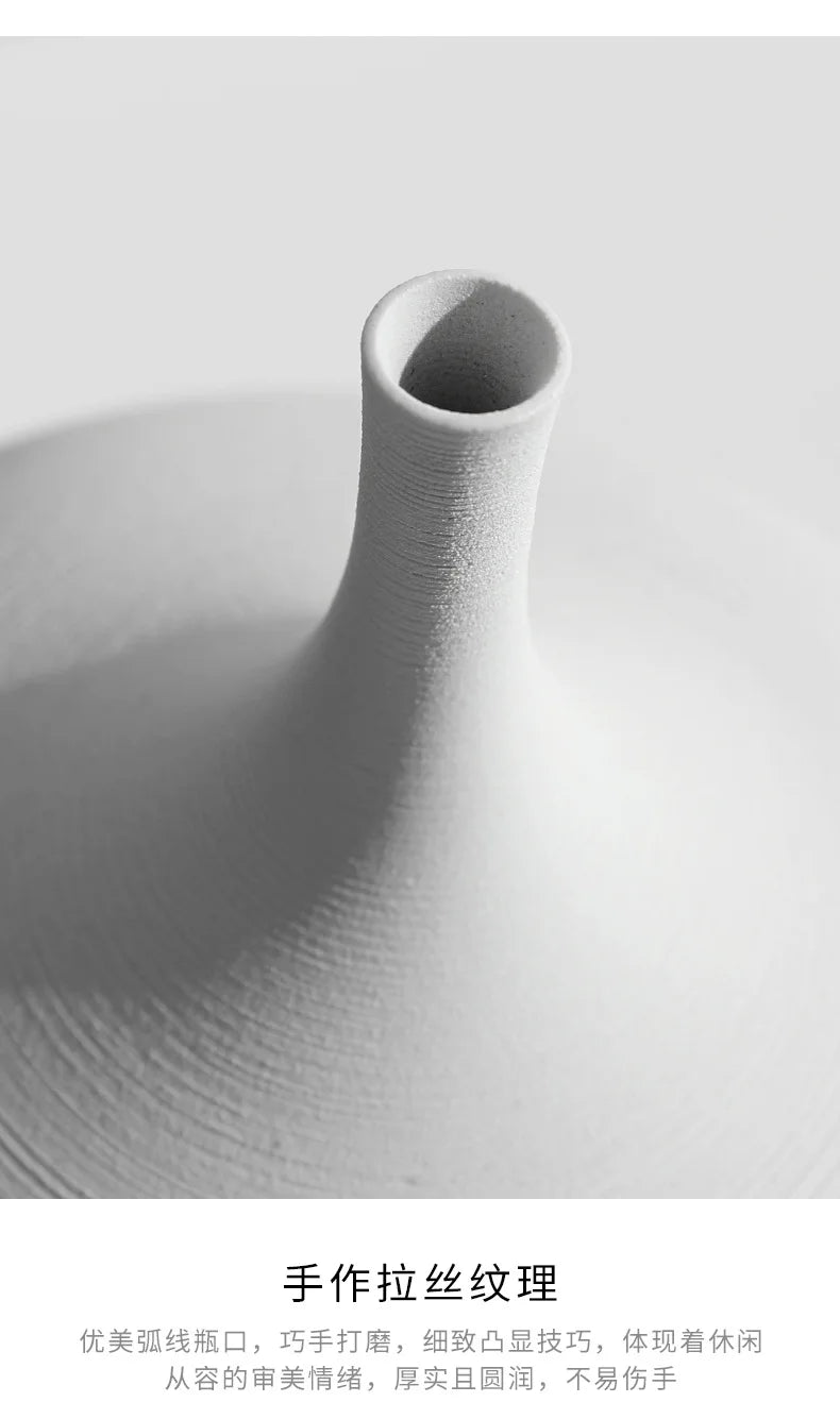 Minimalist Handmade Zen Ceramic Vase – Black & White Hand-Drawn Art for Living Room & Home Decor