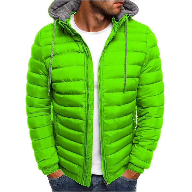 Men’s Autumn Winter Hooded Overcoat – Thick Warm Zipper Jacket for Casual & Streetwear Style