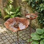 Vintage Flower-Shaped Metal Bird Bath with Garden Stake – Decorative Outdoor Bird Water Bowl for Garden, Lawn & Patio