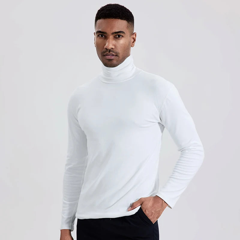 Heren Grote Maten Effen Coltrui Lange Mouw T-Shirt – Casual Warme Onderlaag (2-pack)