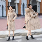 Women’s Long Winter Parka – Fur Collar Down Cotton Jacket