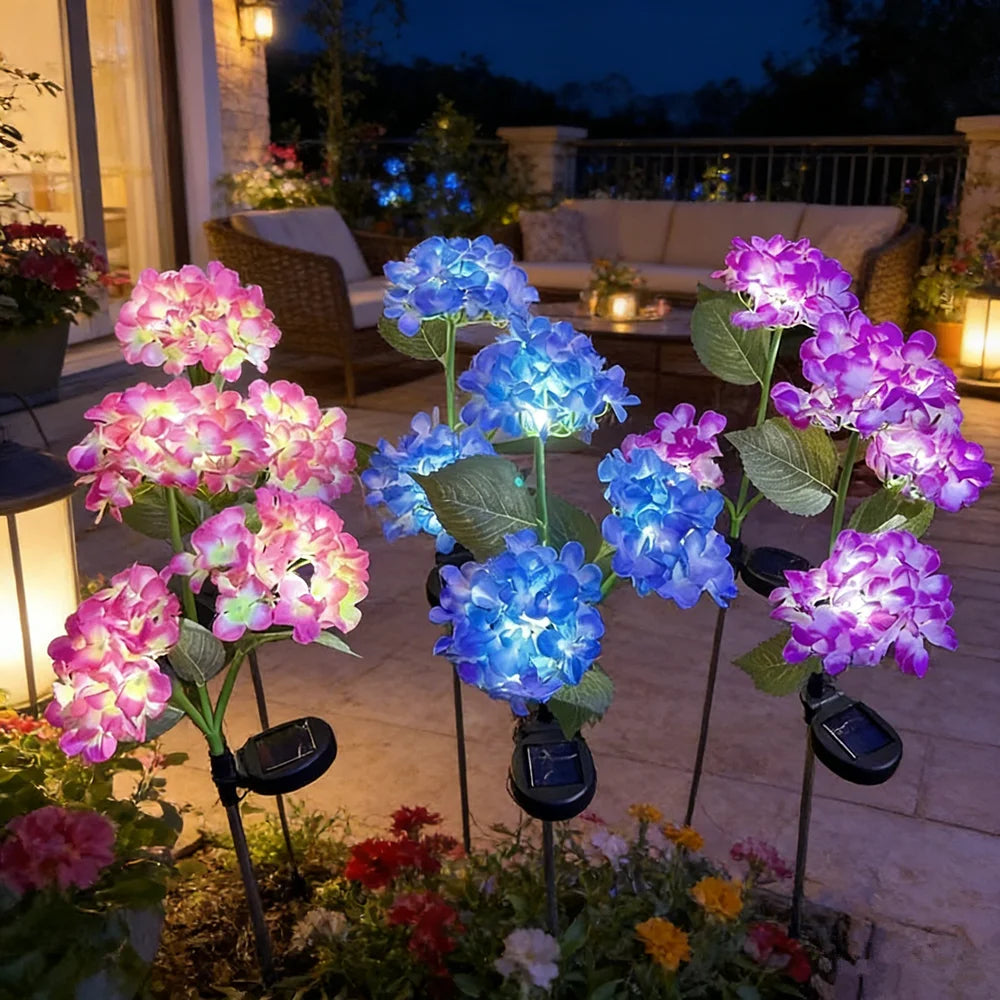 Lampes solaires d'extérieur à 3 têtes pour jardin – Lampe LED florale pour pelouse pour mariage, fête et décoration de vacances