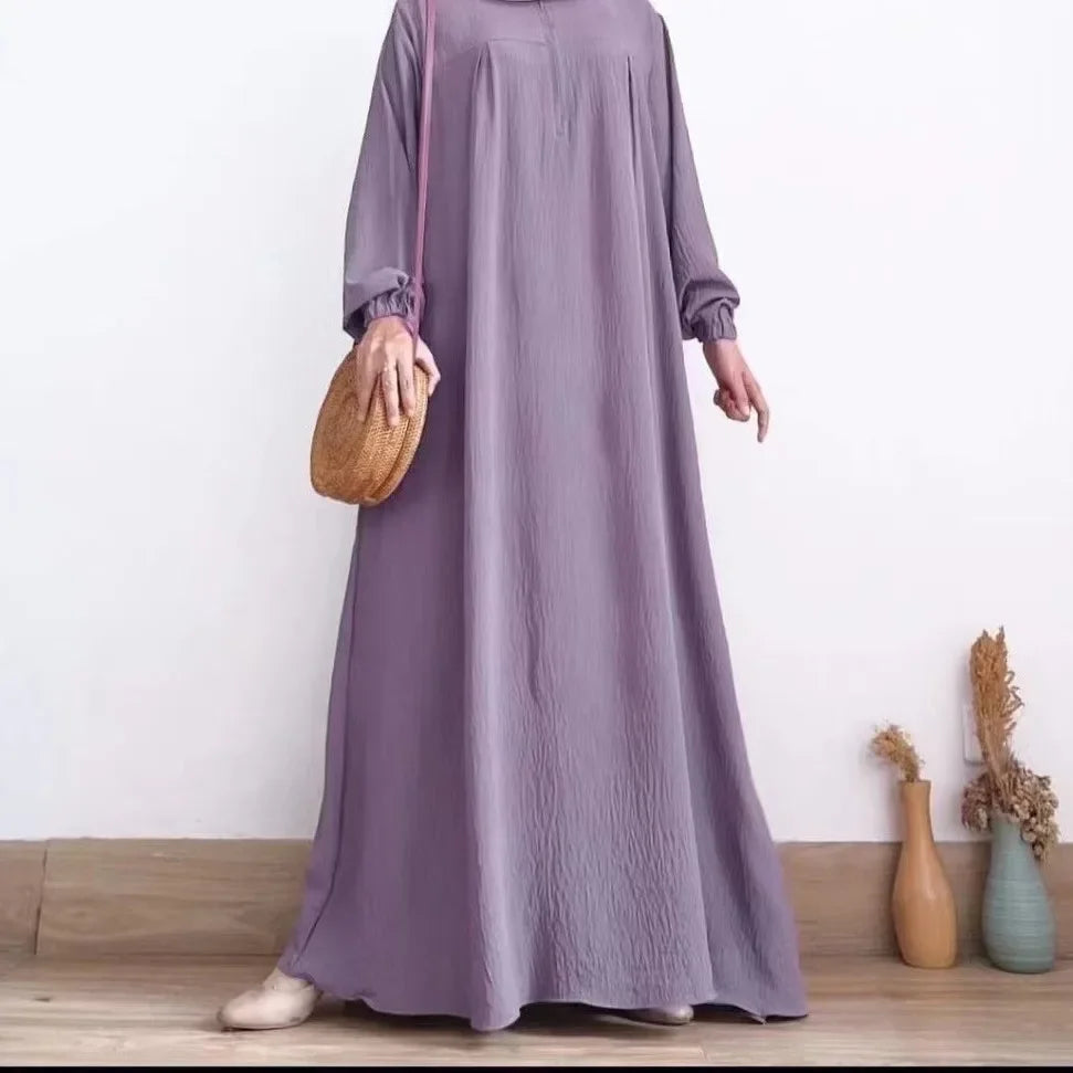 2026 Muslim Modest Abayas for Women Long Sleeve Casual Maxi Dress Ramadan Kaftan Robe Islamic Clothing Eid Party Jalabiya Caftan