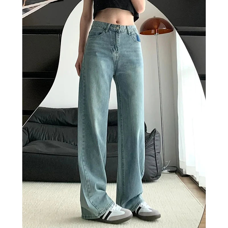 Girls Fashion Baggy High Waist Jeans