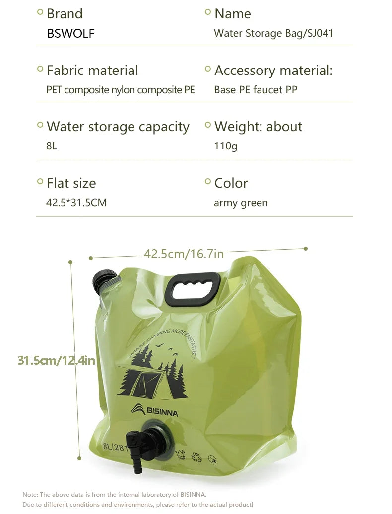 8L Large Capacity Outdoor Folding Water Bag – Portable Camping Water Storage Solution