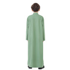 Arab Boys Traditional Long Robe – Pure Color Stand Collar Muslim Clothing for Kids