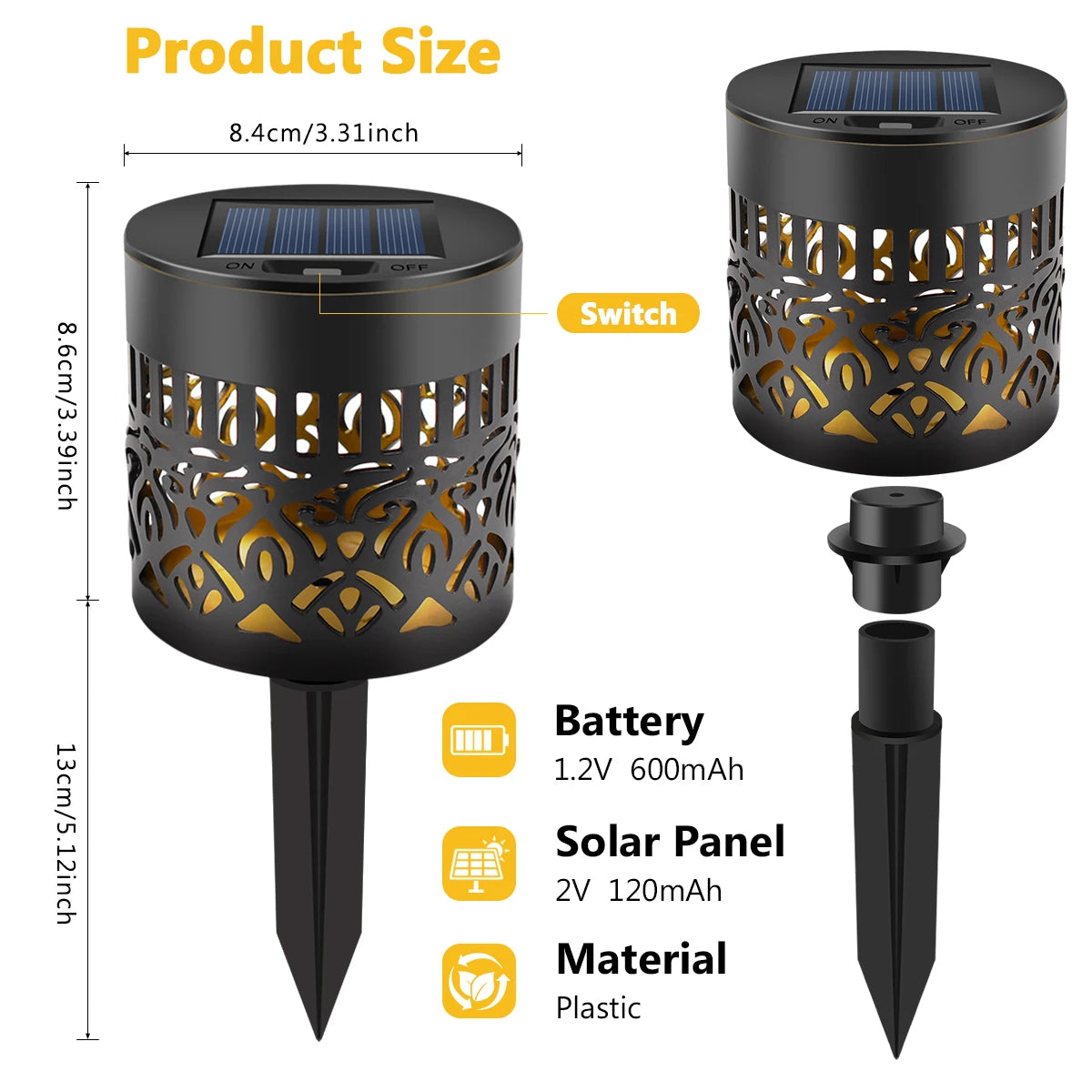 Applique murale solaire Mandala – Lampe de projection d'ombres décorative extérieure (étanche IP65)