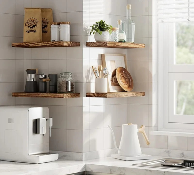 HeMu Wood Floating Wall Shelf – Multi-Purpose Storage for Photos & Books