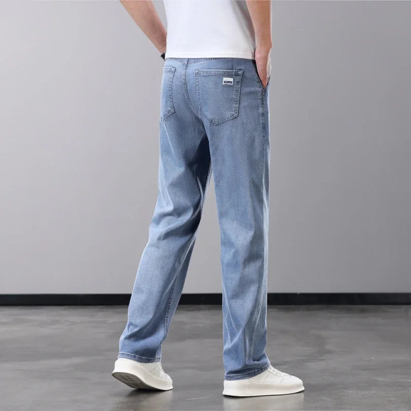 Summer Thin Men’s Jeans – Lyocell Fabric Soft Breathable Straight Denim Pants