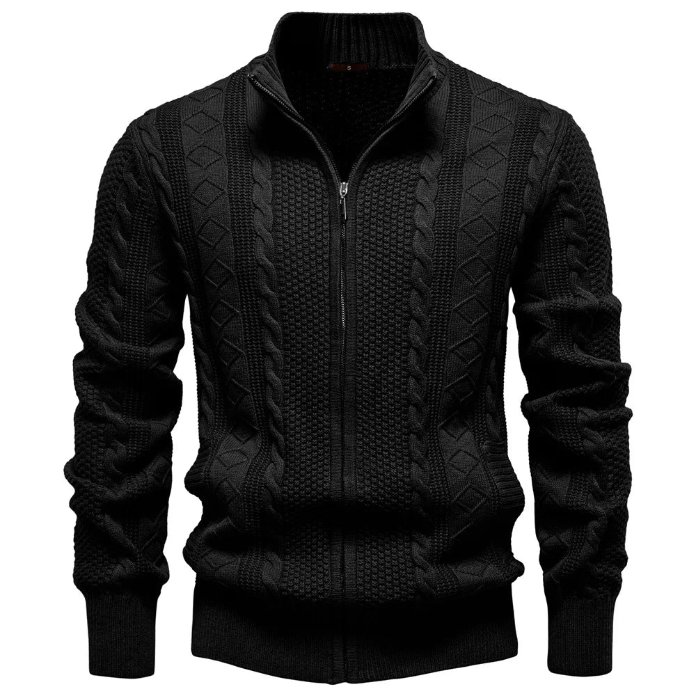 Men’s Woolen Jacket 2025 – European-Style Autumn Winter Knitted Cardigan Coat with Zipper