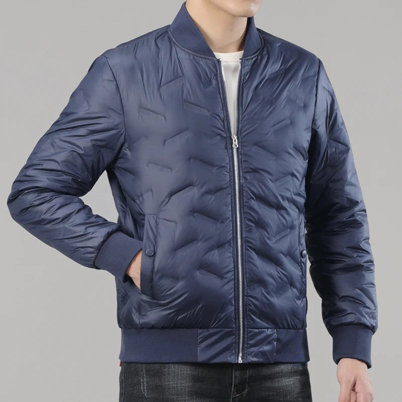 Men’s Winter Down Jacket – Lightweight Duck Down Puffer Coat with Stand Collar, Business Casual Style