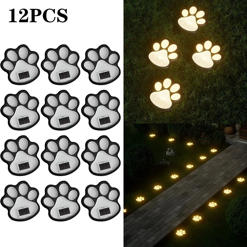 Lampes solaires à LED pour empreintes de pattes d'animaux – Lampes étanches pour allées de jardin extérieures (1-12 pièces)