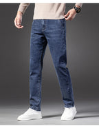 Autumn Men’s Classic Blue Slim Fit Straight Jeans – High Quality Casual Denim