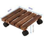 Solid wood thickened movable flower stand flower holder bonsai flower pot tray roller base stand with universal wheels