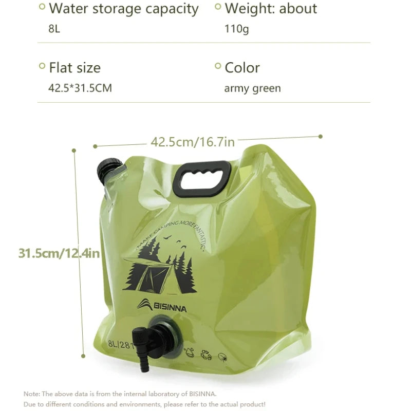 8L Large Capacity Outdoor Folding Water Bag – Portable Camping Water Storage Solution