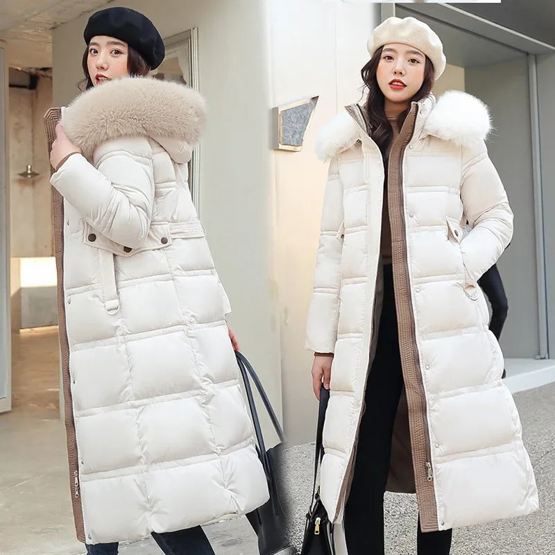 Parkas Women Long Coats – Fur Collar Maxi Winter Jacket