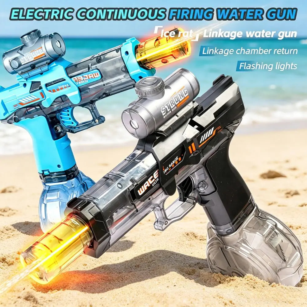Summer Electric Automatic Water Gun with Flashing Lights & Long-Range Spray