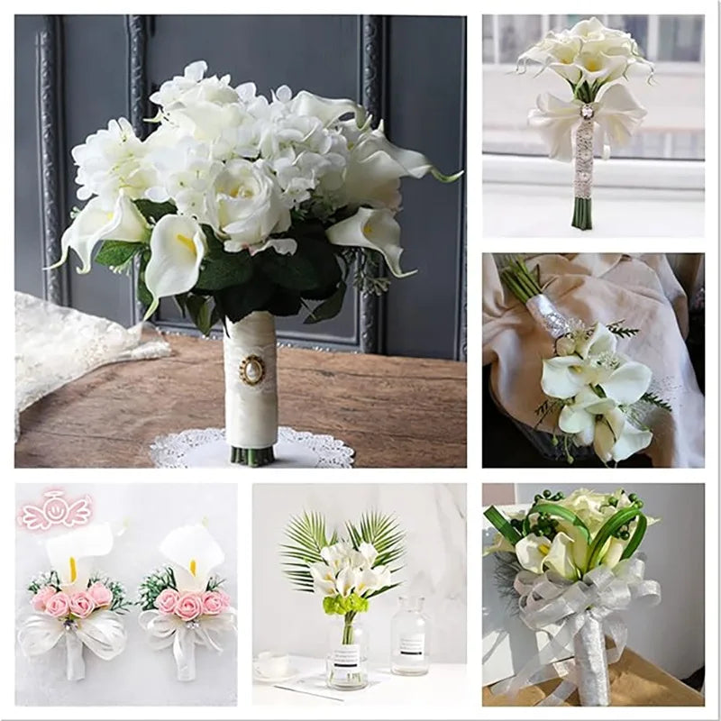 10 fleurs de lys calla artificielles – Bouquet artificiel en PU pour mariages, douches nuptiales et décoration intérieure