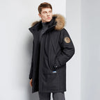 Winter Boutique Fashion Thickening Warm Men's Casual Hooded Fur Collar Down Jacket