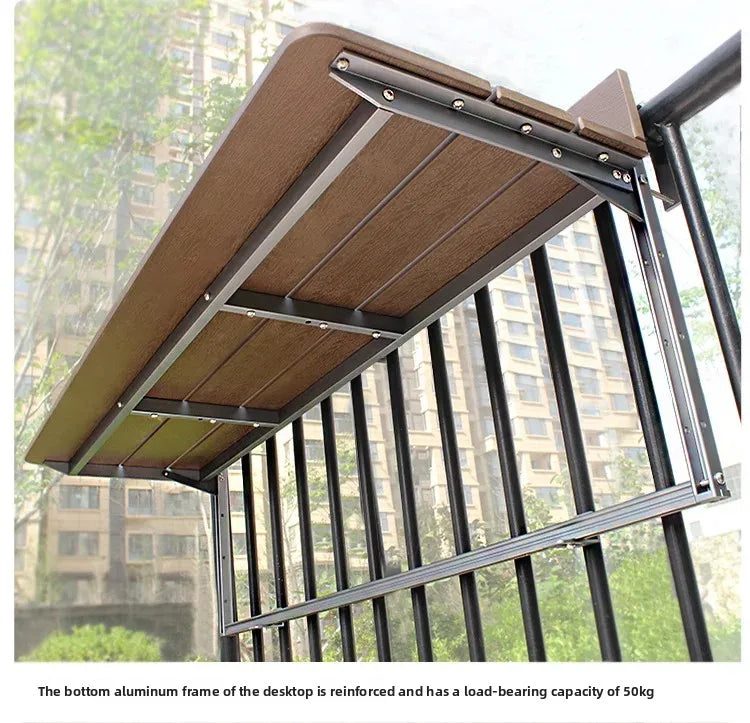 Space Saving Adjustable Height Folding Balcony Table – Hanging Railing Desk for Small Spaces