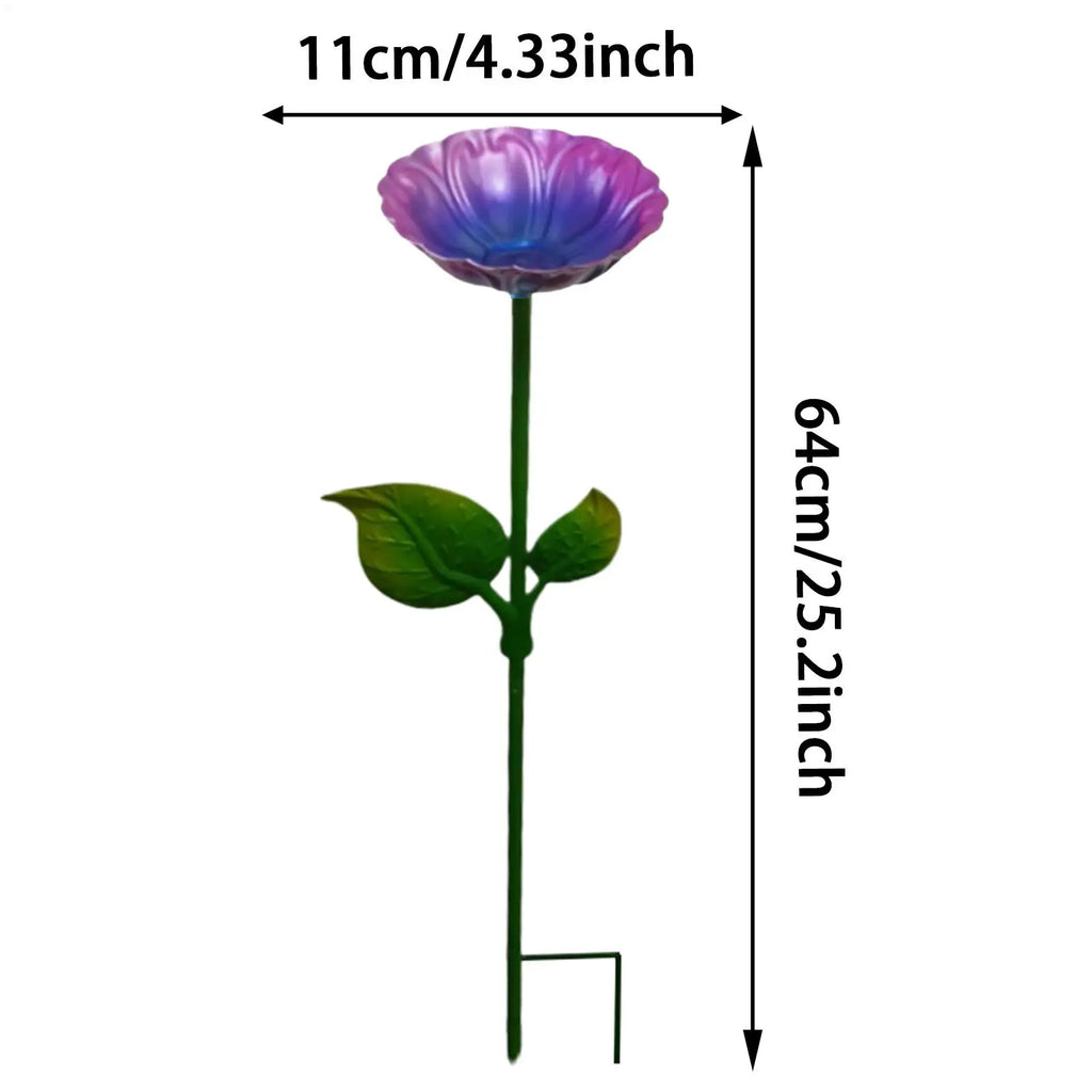 Bee Bath Colorful Bird Feeder Metal Stake – Decorative Bee & Hummingbird Watering Station for Garden, Patio & Yard